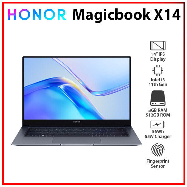 Honor MagicBook X 14 8GB RAM 512GB SSD i3-1115G4 Intel Core Windows PC Laptop