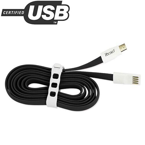 3.9ft Micro USB Charge Sync Data Flat Cable Gold Plated Smartphone Tablet Black