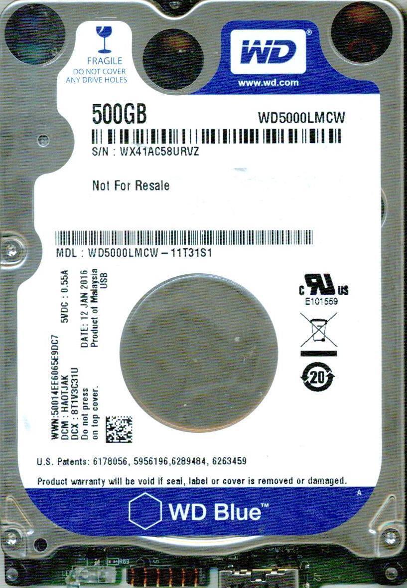 WD5000LMCW-11T31S1,  DCM:  HA0TJAK  WX41  WESTERN DIGITAL USB3 500GB