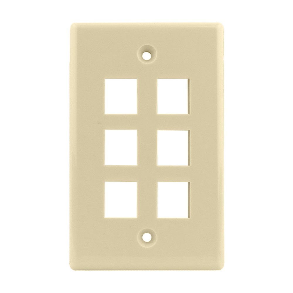 Construct Pro™ Single-Gang 6-Port Keystone Wall Plate (Ivory)
