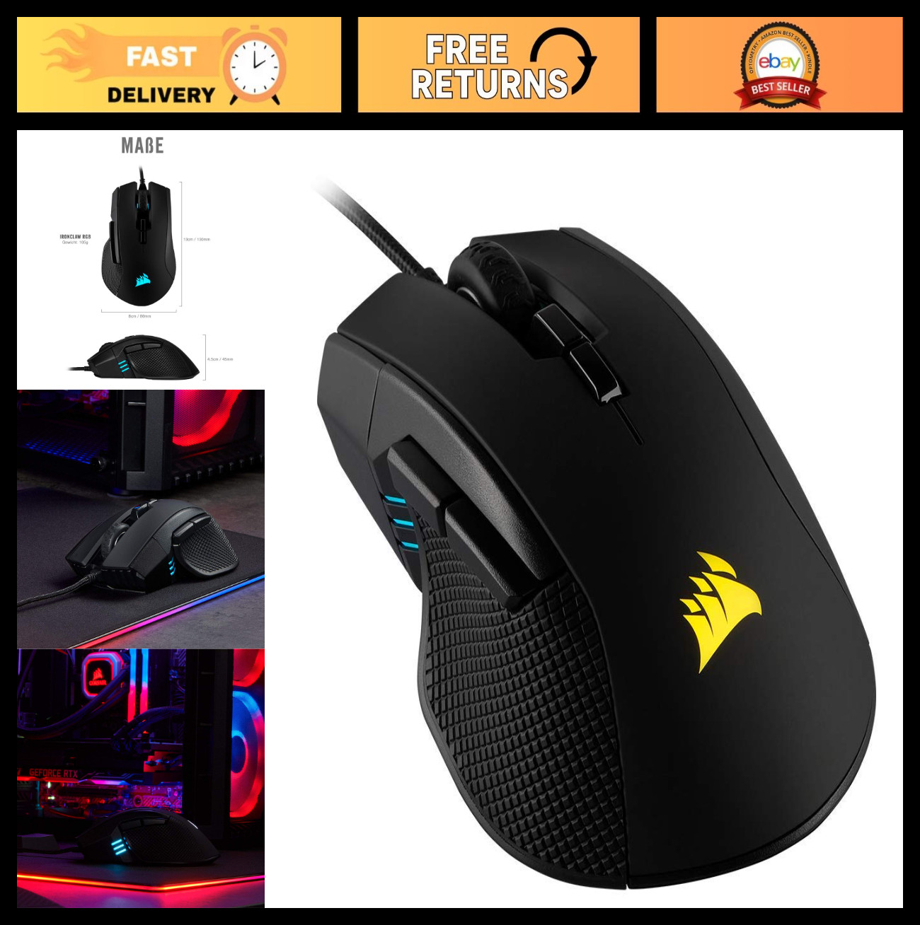 High-Precision RGB Gaming Mouse - 18000 DPI, 7 Programmable Buttons, Xbox Compat