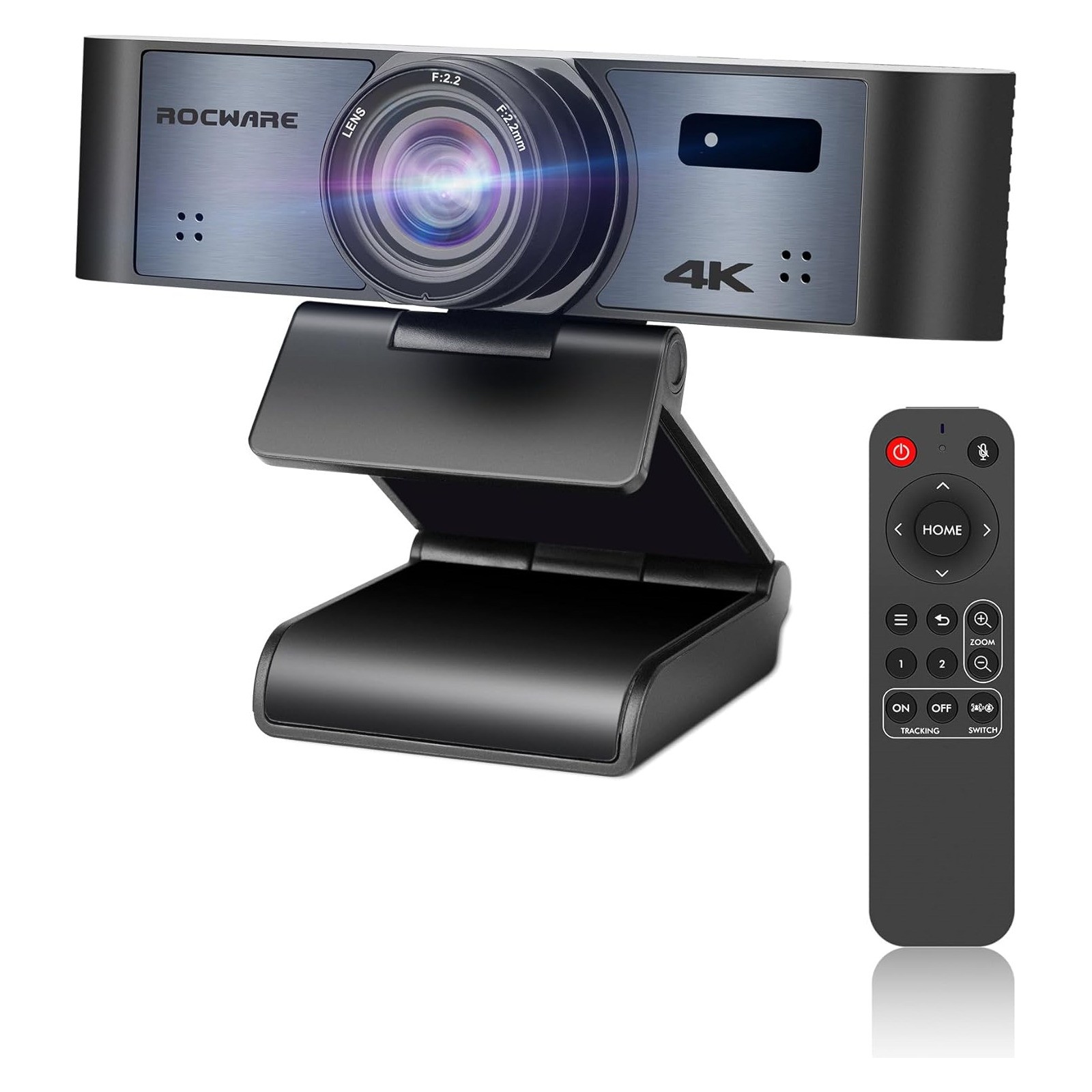 ROCWARE RC16 4K Webcam Ultra HD USB Tracking Zoom Flip with Remote
