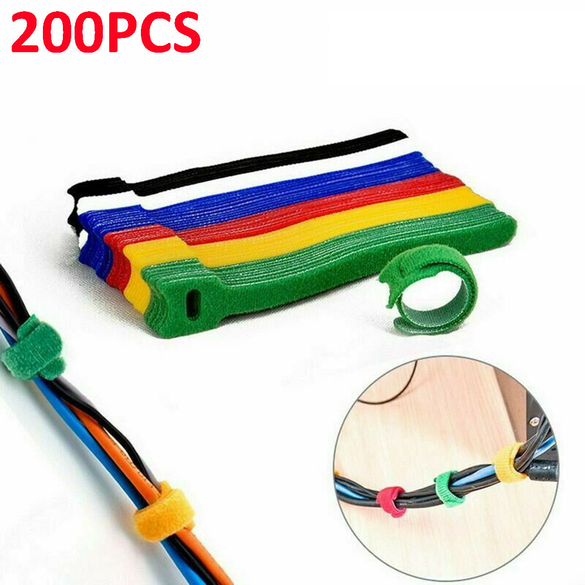 Microfiber Cloth Cable Straps Hook Loop Reusable Fastening Wire Cable Ties