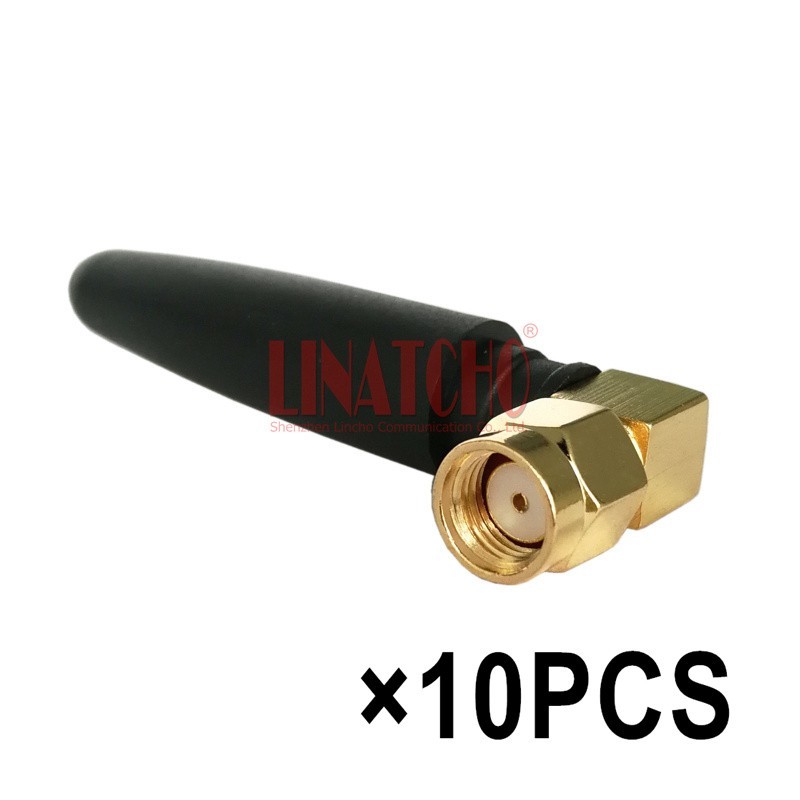10PCS Stubby Right Angle RP SMA Male Jack Connector Small 2.4GHz WIFI Antenna