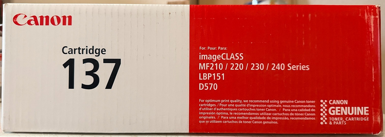 Canon 137 Black Toner Cartridge 9435B001 imageCLASS MF210 MF220 MF230 Sealed
