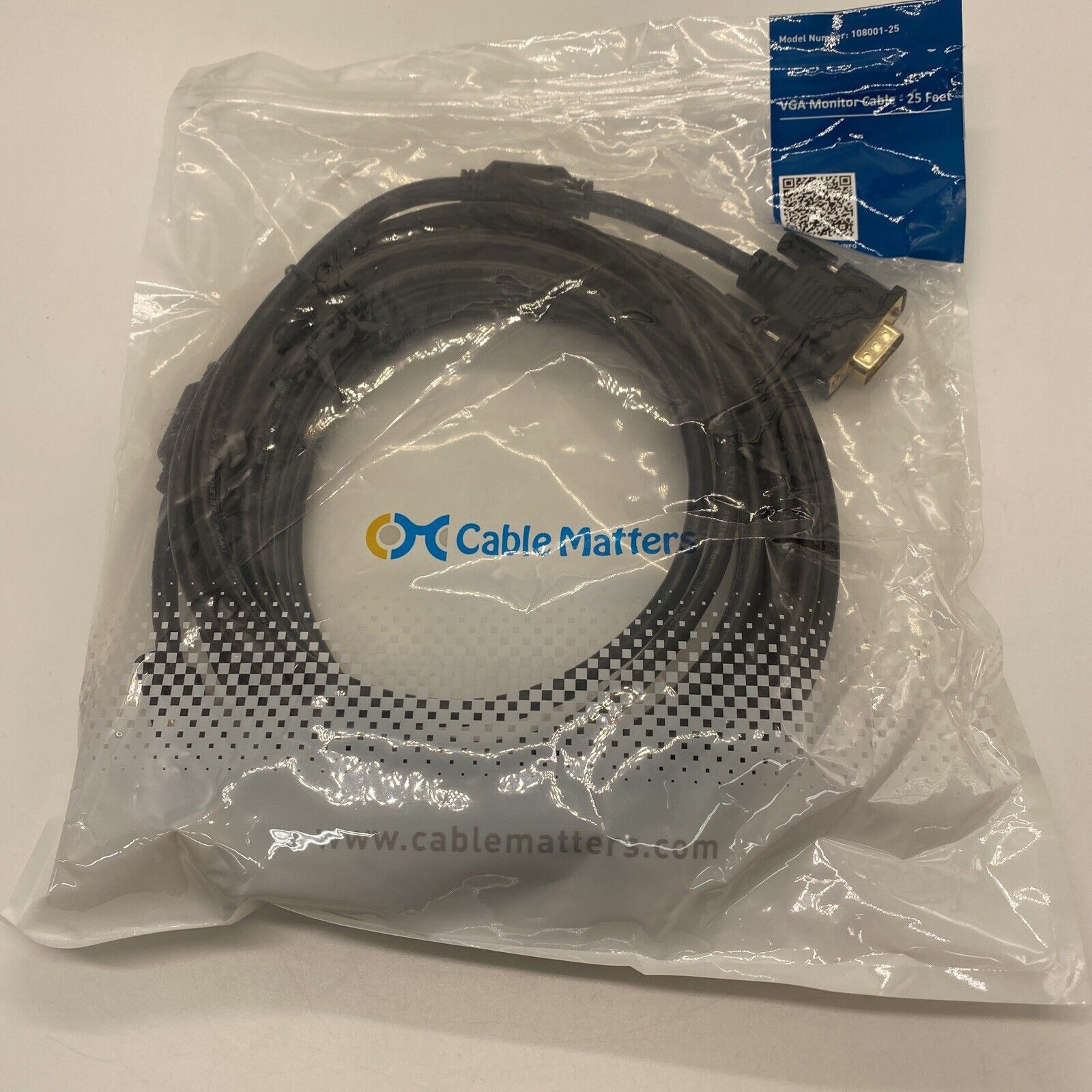 Cable Matters VGA to VGA Cable with Ferrites (SVGA Cable) 25 Feet NEW 108001-25