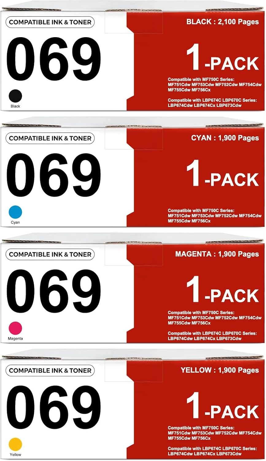 069 Toner Cartridge 4-Pack for Canon Color imageCLASS MF750C & LBP670C Series