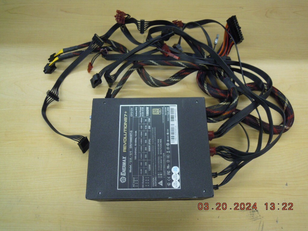 Enermax ERV1000EWT-G Revolution87+ Gold 1000W 30A EPS12V AC Power Supply