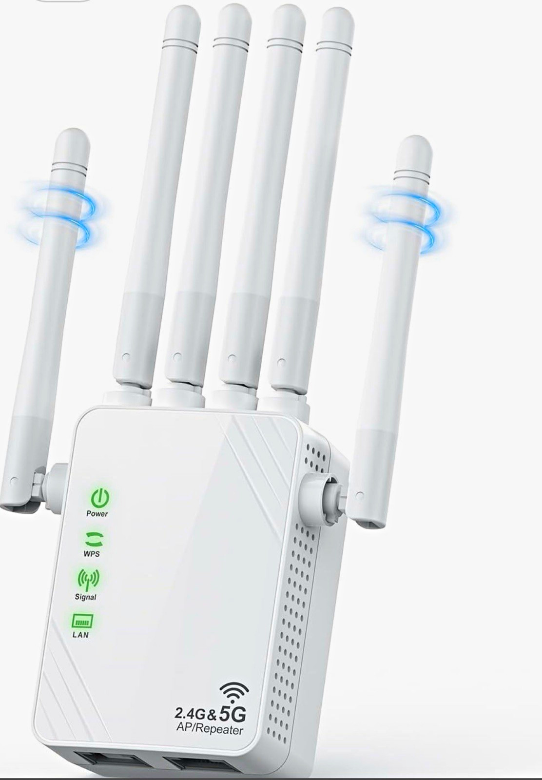 Dual Band WiFi Range Extender 1200Mbps 2.4/5GHz Wireless WPS White
