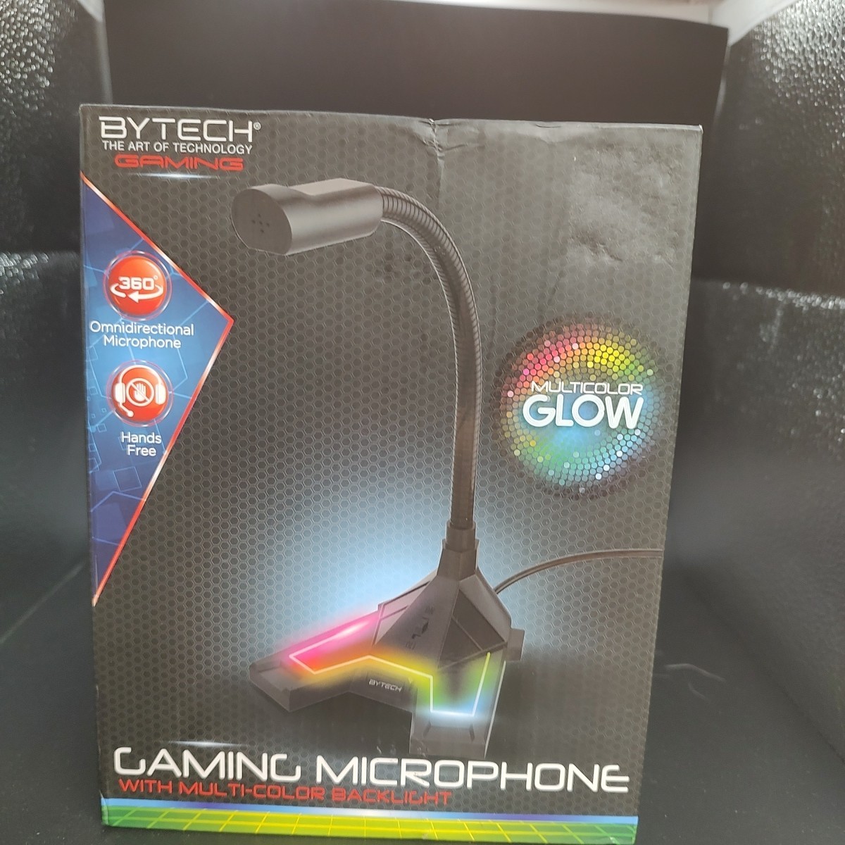 New ByTech Adjustable Gaming Multicolor Glow Microphone Black