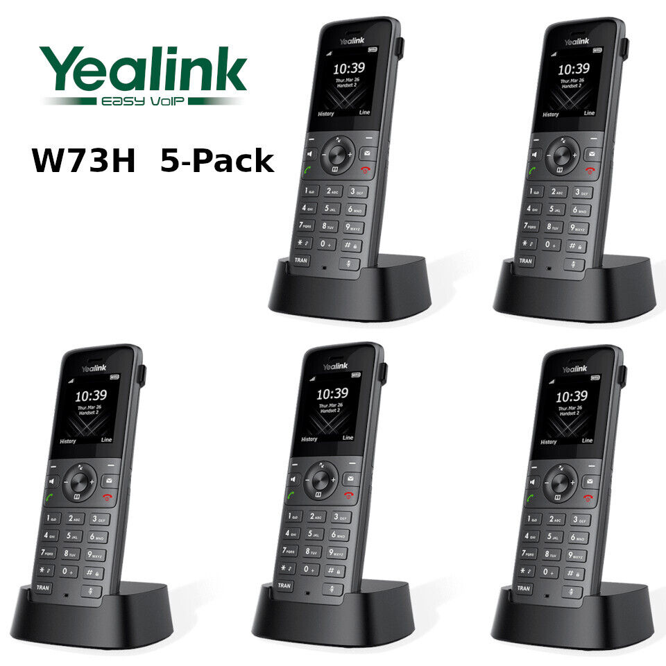 5 Yealink W73H IP DECT Addtl Cordless Expansion Handset for W60B W70B W80B W90B 