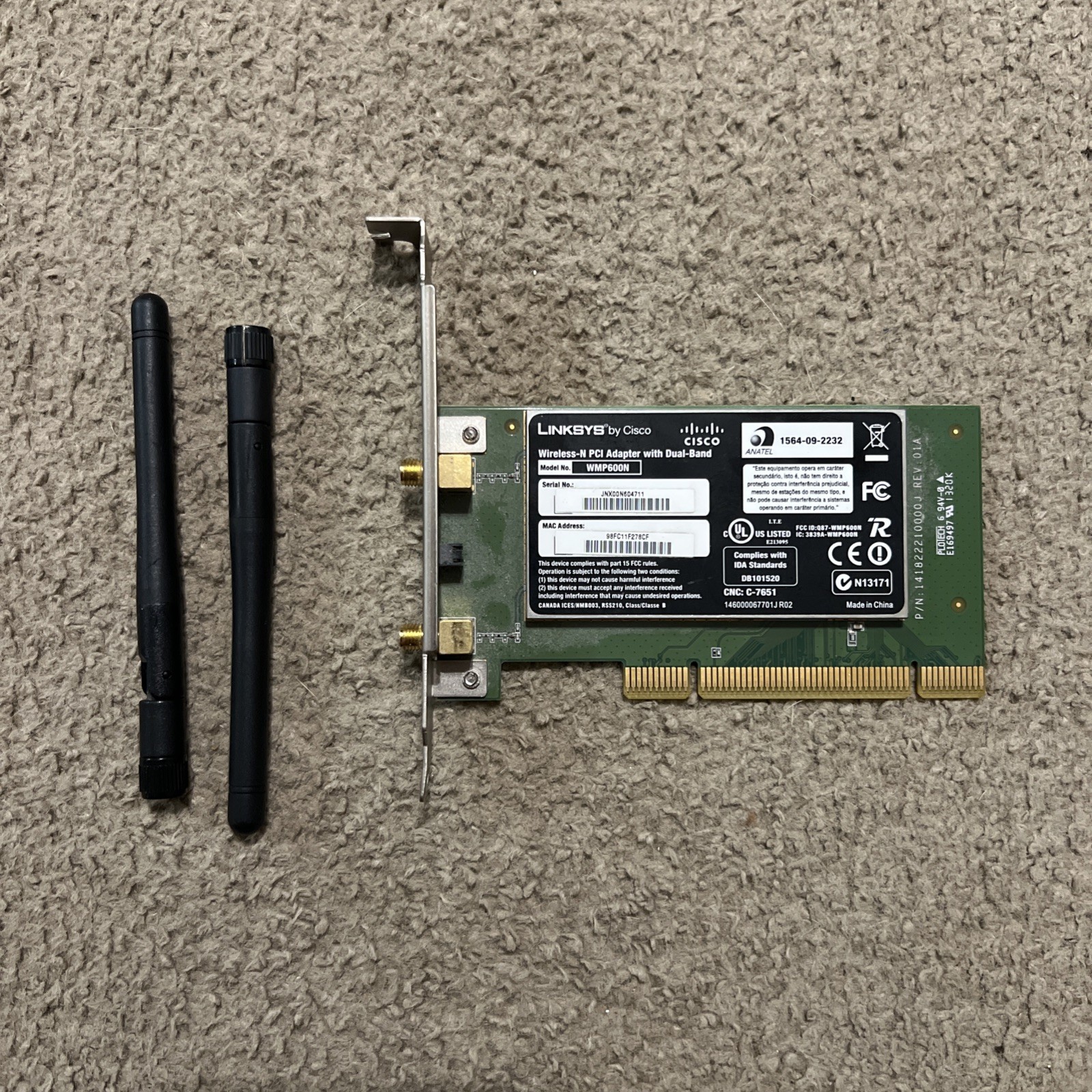 Linksys WMP600N Dual-Band Wireless-N PCI Adapter 300Mbps Desktop WiFi Card