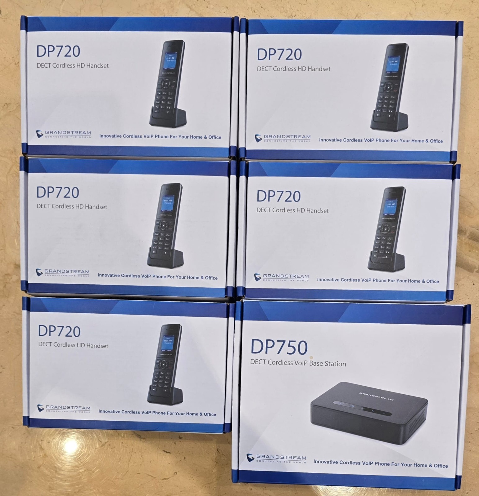 5 Grandstream DP720 DECT Cordless HD VoIP Telephone Handset + DP750 Base Bundle