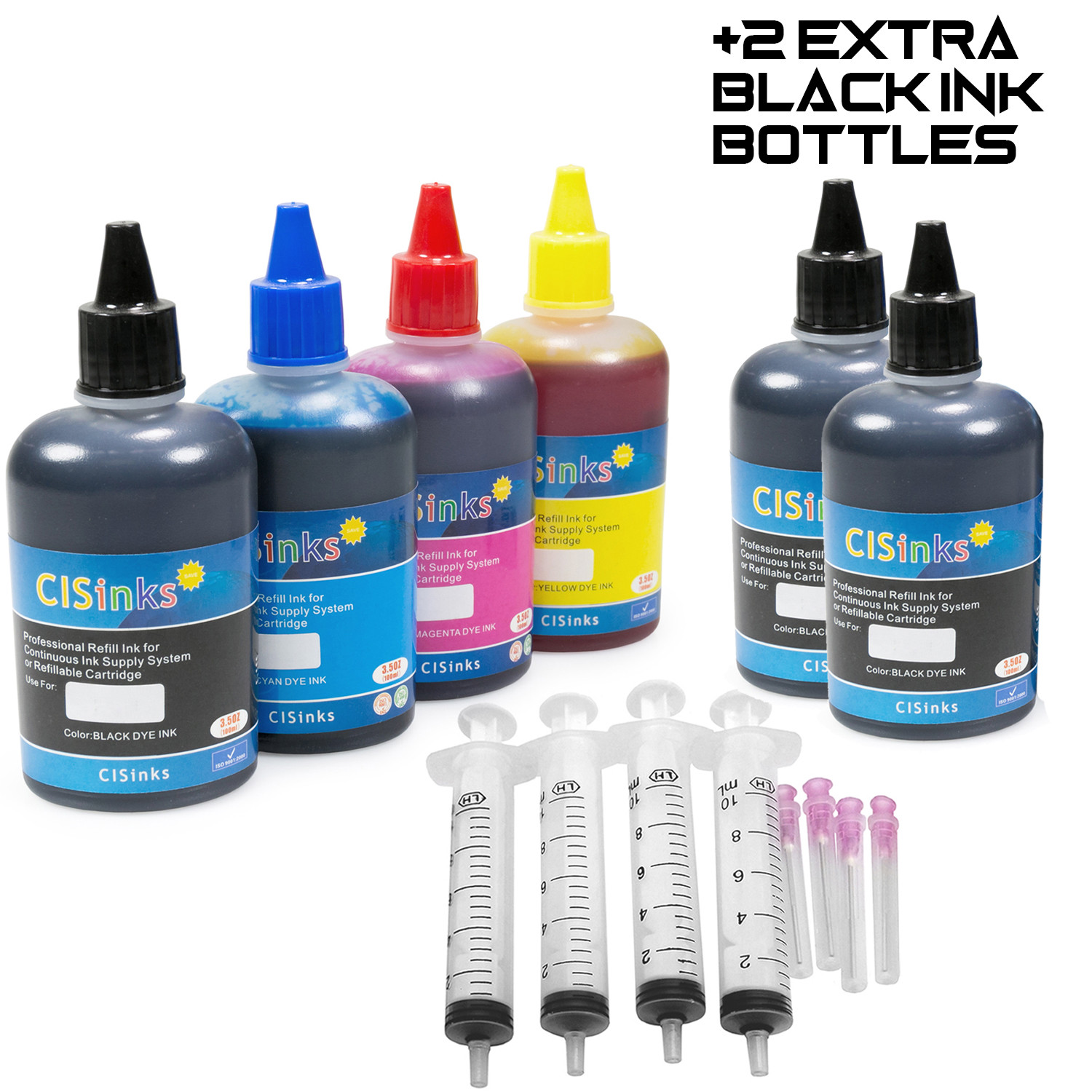 600ml Universal Premium Refill Ink Bottle for ALL PRINTERS + 2 Extra Black Ink