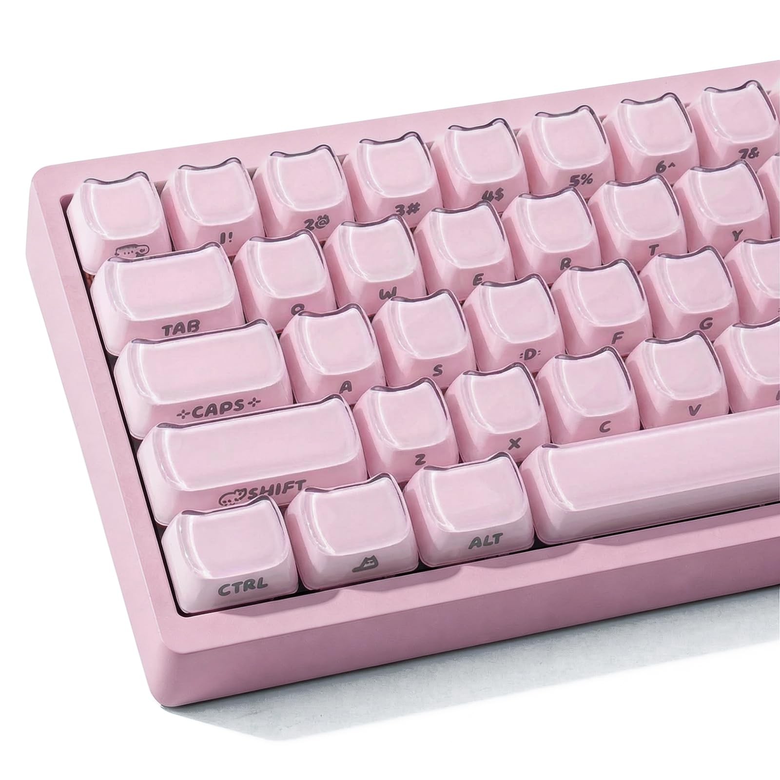 119 Keys Crystal Jelly Cat Keycap Pink Mao Profile Fits 61/68/84/87/98/100 MX