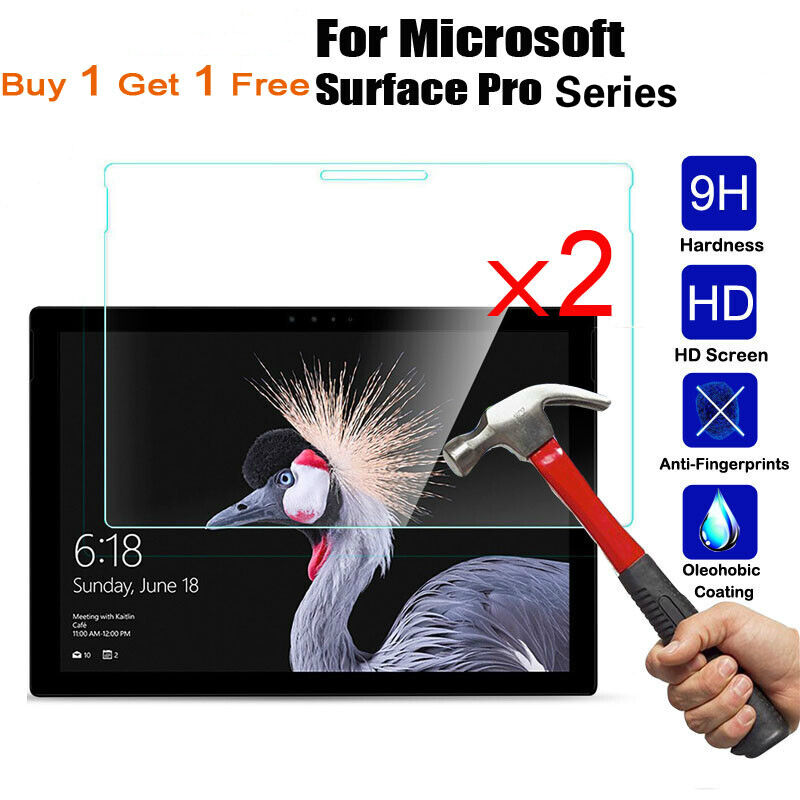 2PCS Microsoft Surface Pro X 1/2/3/4/5/6/7/8 Go Tempered Glass Screen Protector