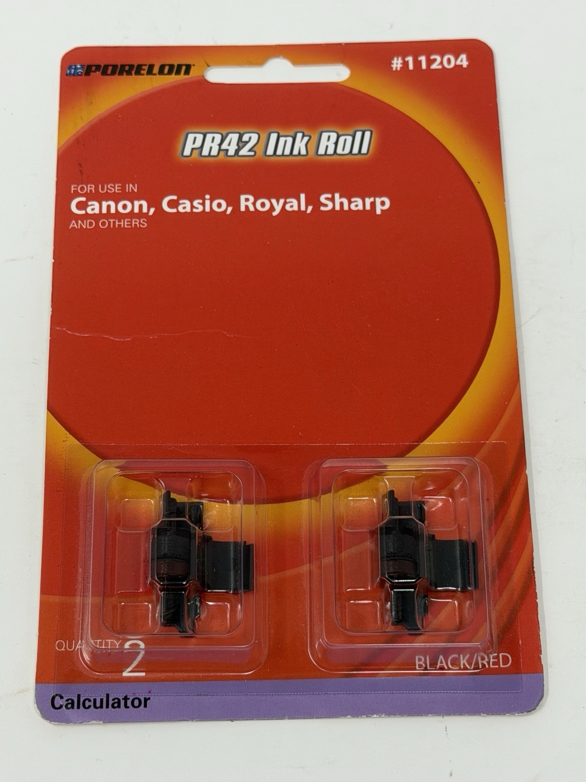 Porelon PR42 Ink Roll 11204 Black Red Calculator Ribbon 2 Pack Sealed
