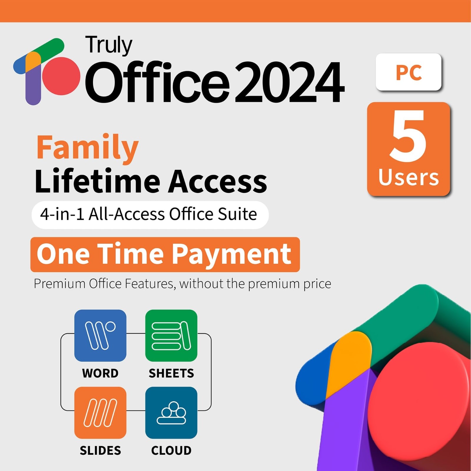 TrulyOffice 2024 Lifetime License 5 Users Windows macOS MS Office Compatible
