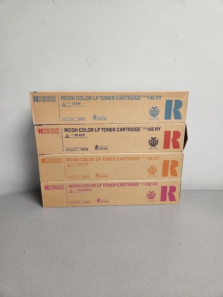Genuine Ricoh Savin Lanier Set X4 B/C/M/Y Color LP Toner Cartridge Type 145 HY
