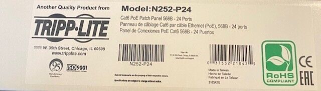 Tripp-Lite Model:N252-P24 CAT6 PoE Patch Panel 568B-24 ports