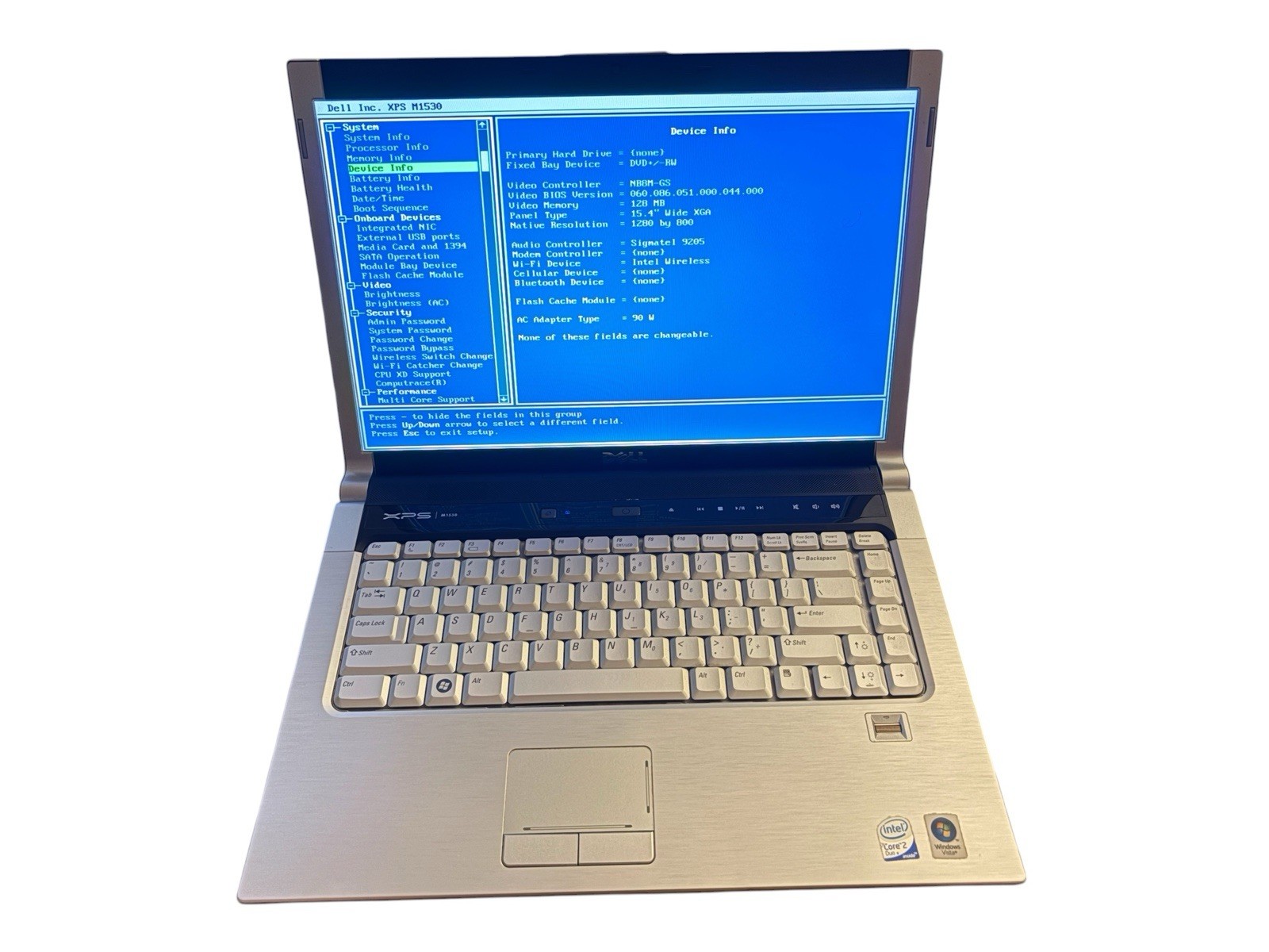 Dell XPS M1530 Laptop Nvdia Gforce Intel Core 2 Duo 3GB Ram No Hard Drive/ Read