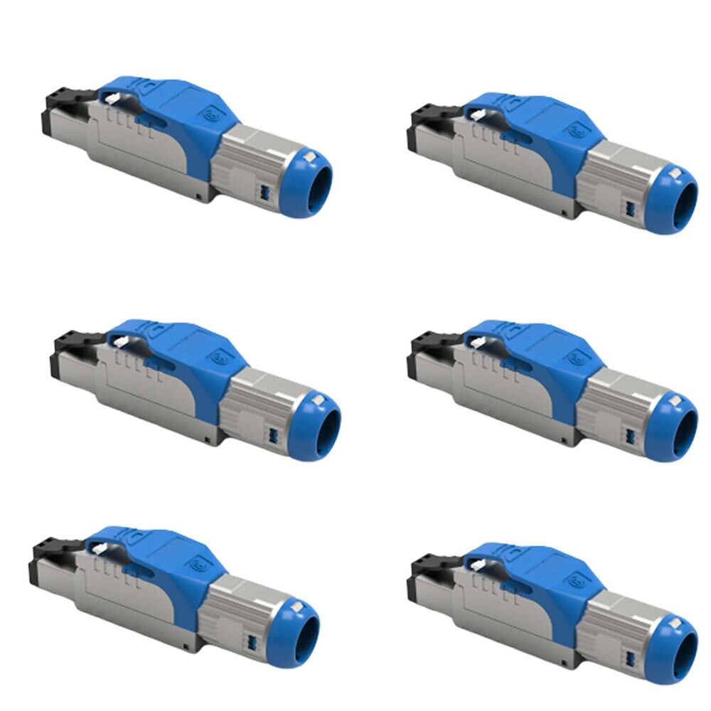 Tool Free Shielded RJ45 Cat 8 Field Termination Plug Connector 6-Pack