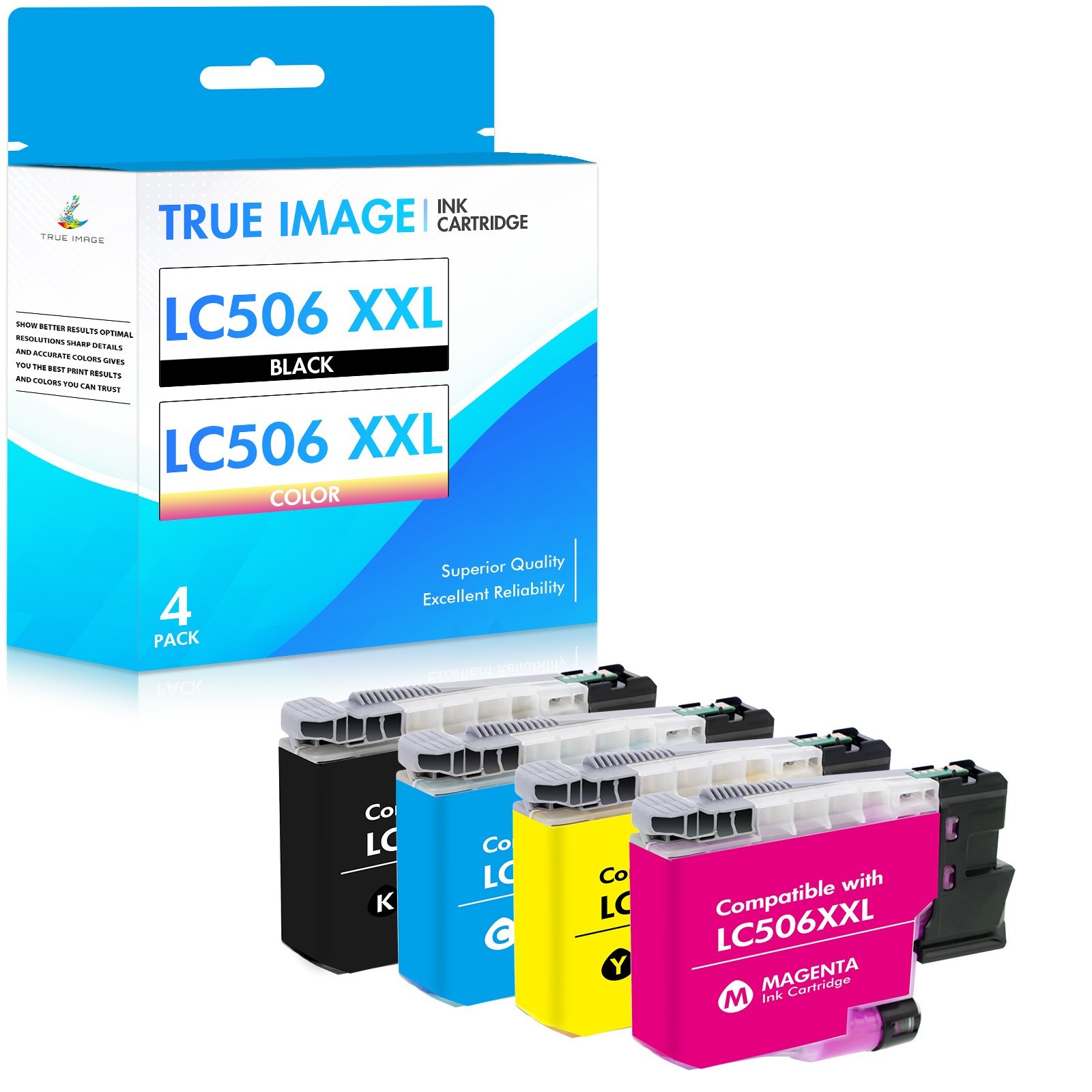 4PK Compatible LC506XXL Ink Cartridges Combo fit Brother MFC-J4557DW MFC-J4555DW