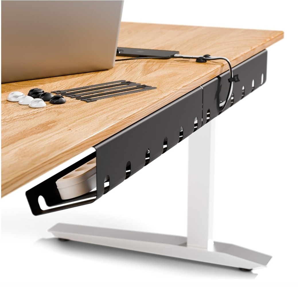 PAMO Cable Management Under Desk for Easy mounting Under-Table I Set of 3 -BEST