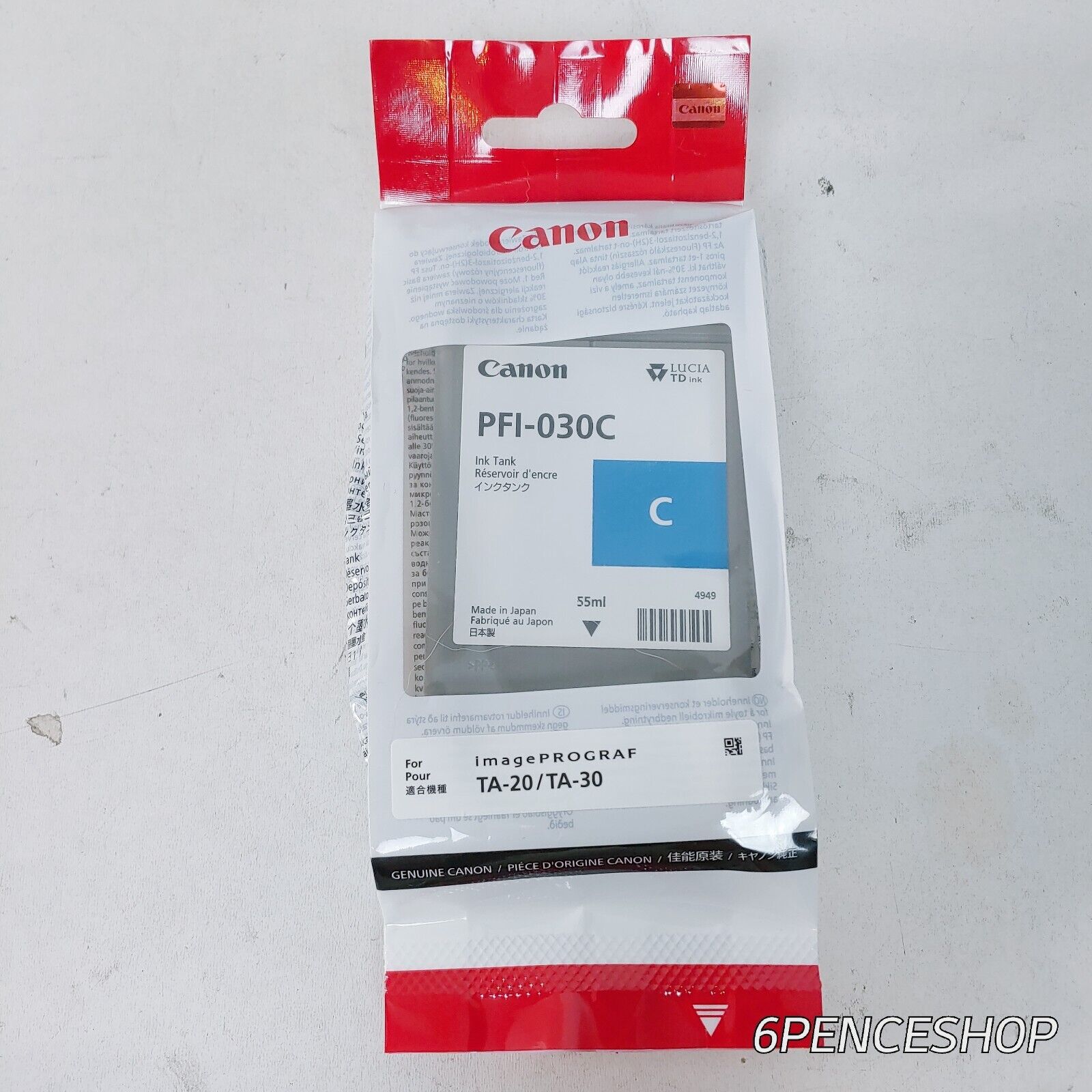 Canon PFI-030C Cyan Pigment Ink Tank 55ml 04/2025