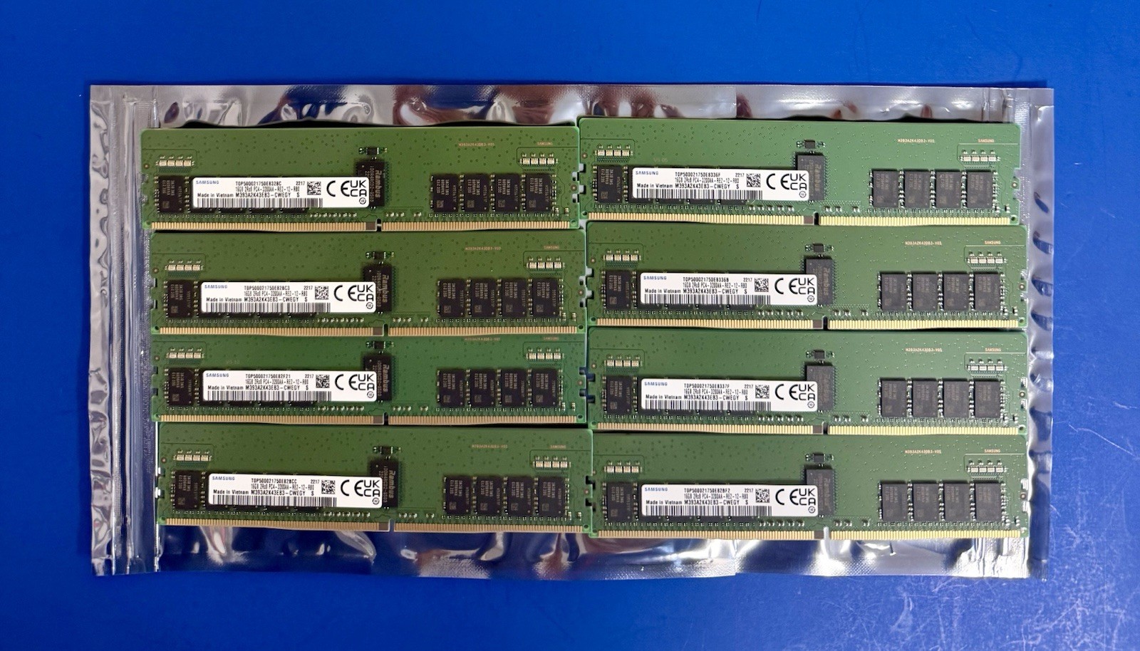 {8X} SAMSUNG 16GB 2RX8 PC4-3200AA DDR4 SERVER MEMORY M393A2K43EB3-CWEGY