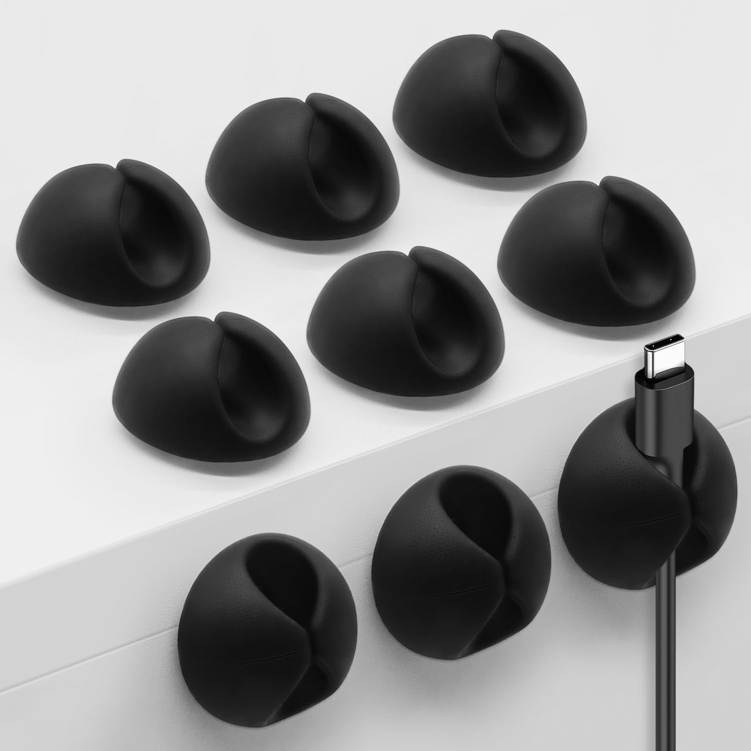 Cable Clips, Phone Cord Holder for Wire Management, Black 9 PCS | Easy Installat