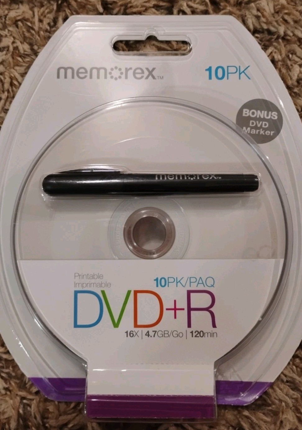 Memorex DVD+R 10 Pack 16X 4.7 GB 120 Min Factory Sealed