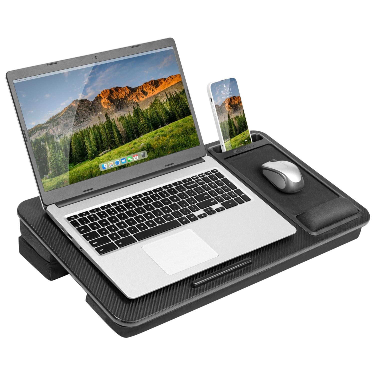 Extra Large Adjustable Lap Desk Fits 17.3 Inch Laptops Memory Foam Black 88108