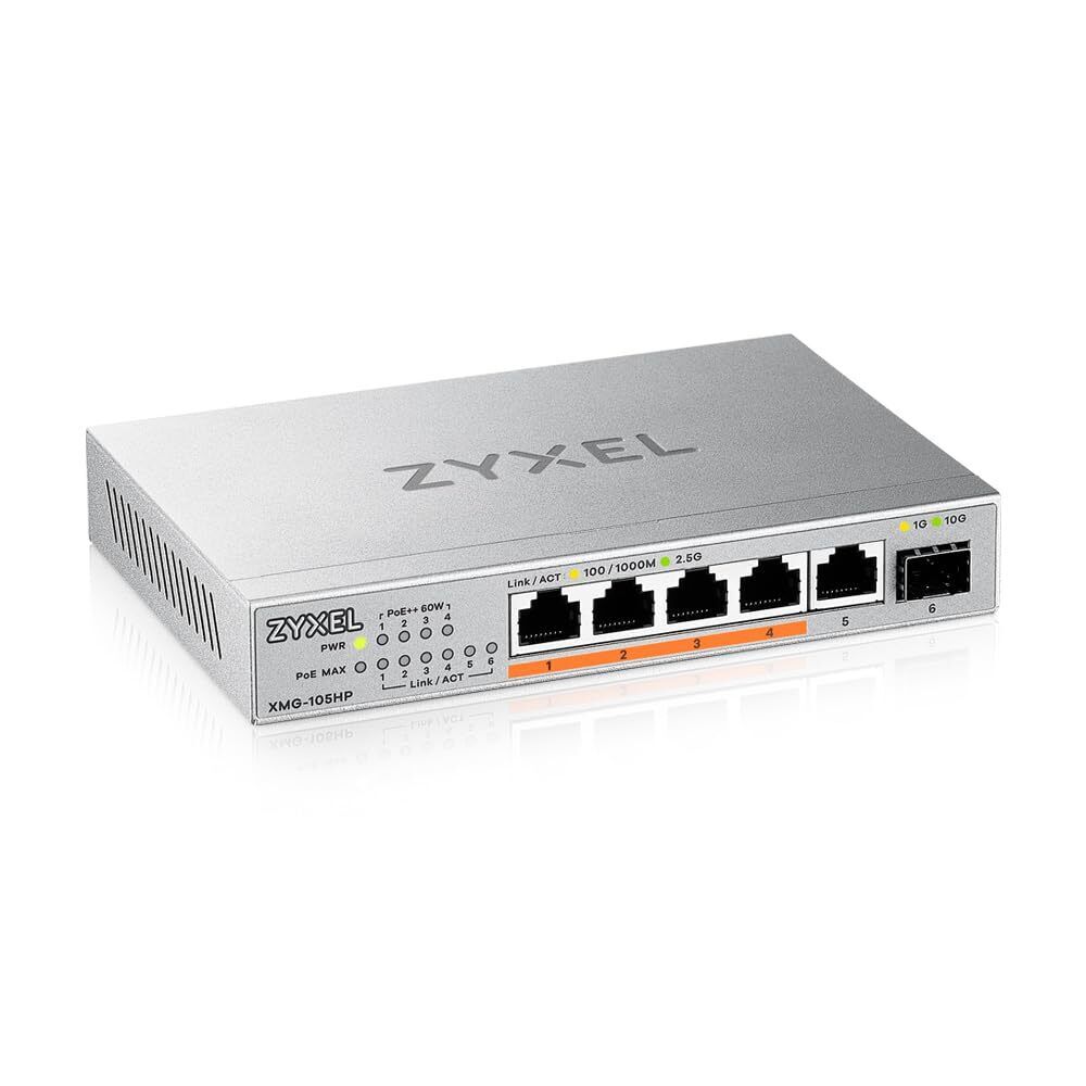 Zyxel 5-Port PoE 2.5G Multi-Gig Unmanaged Switch @ 70W con 4 x PoE++(60W)   1 x 