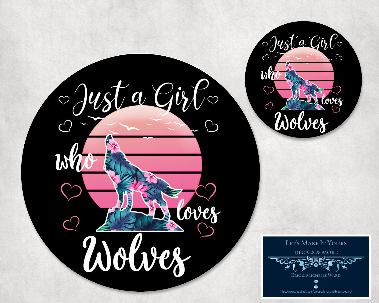 JUST A GIRL WHO LOVES WOLVES CUSTOM MOUSEPAD & DRINK COASTER OFFICE GIFT SET