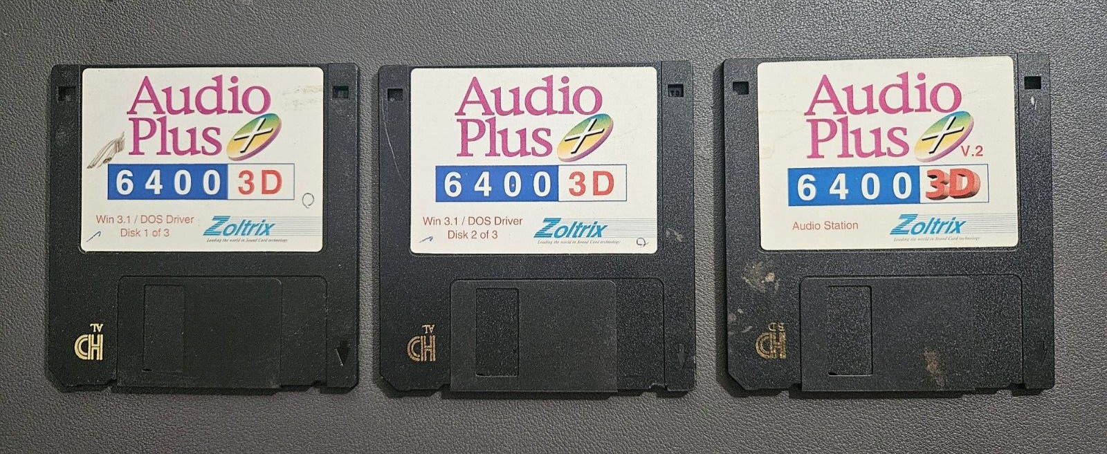 Vintage Zoltrix Audio Plus 6400 3D Floppy Disc Lot x 3