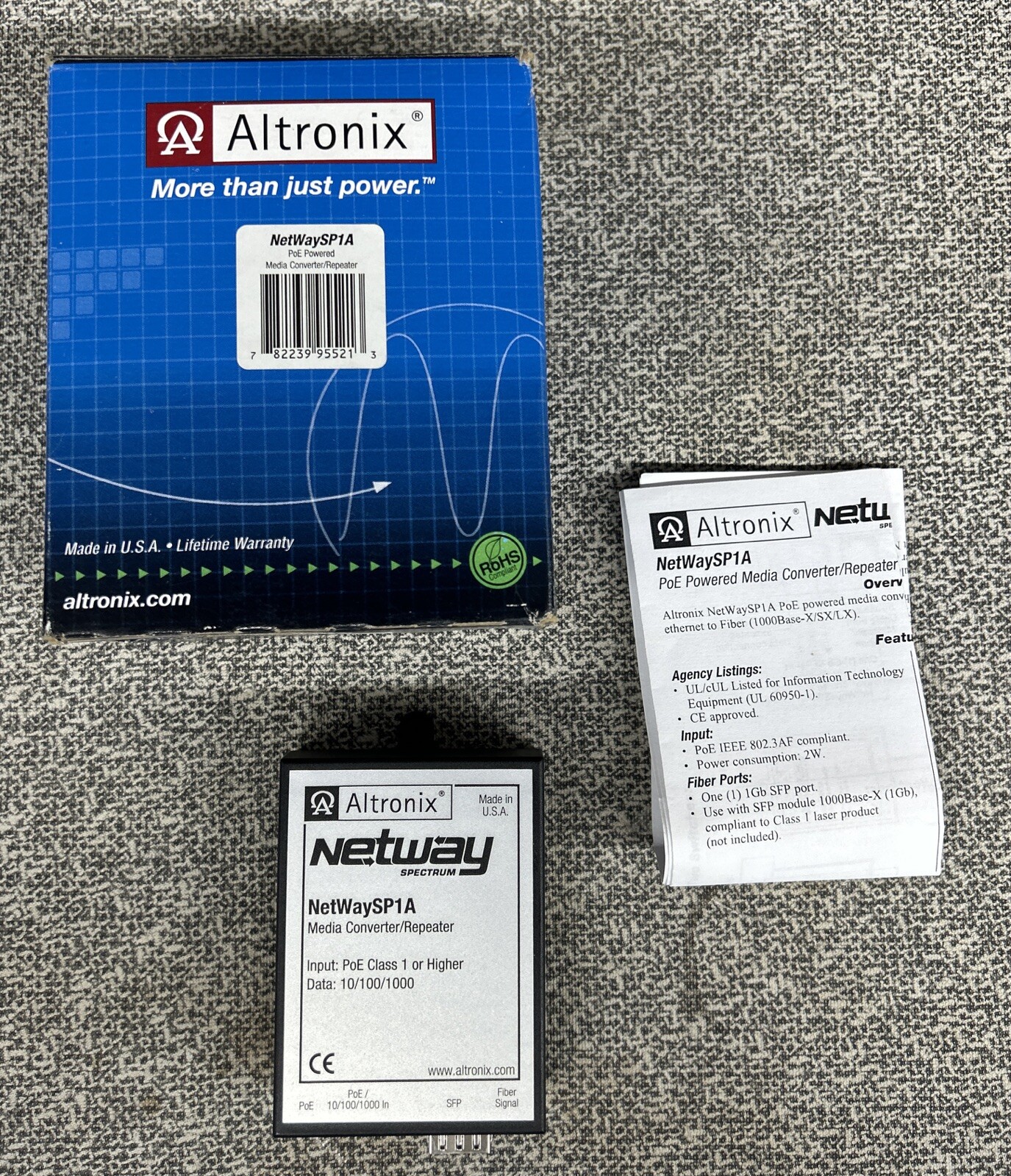 Altronix NETWAYSP1A 802.3bt Media Converter/Repeater, Modular Plastic Case