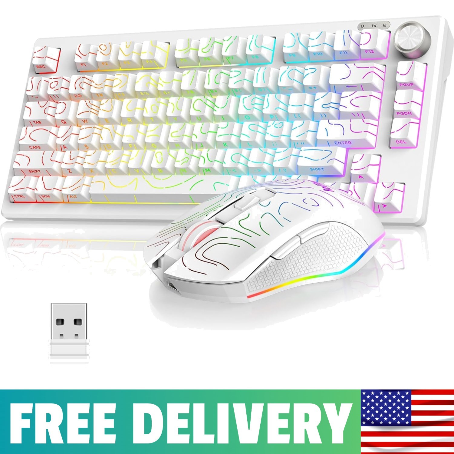 75% Compact RGB Wireless Keyboard and High-Precision Mouse - Dual System Ready
