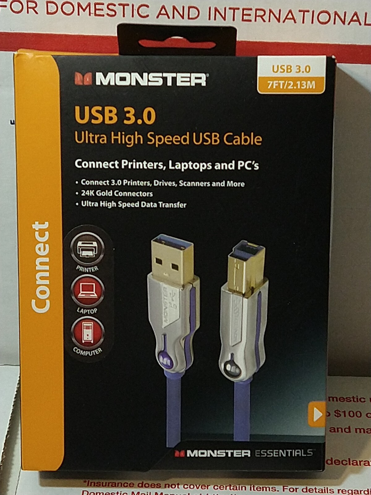 Monster USB 3.0 Ultra High Speed Cable Connect Printer Laptop Computer MALE A B
