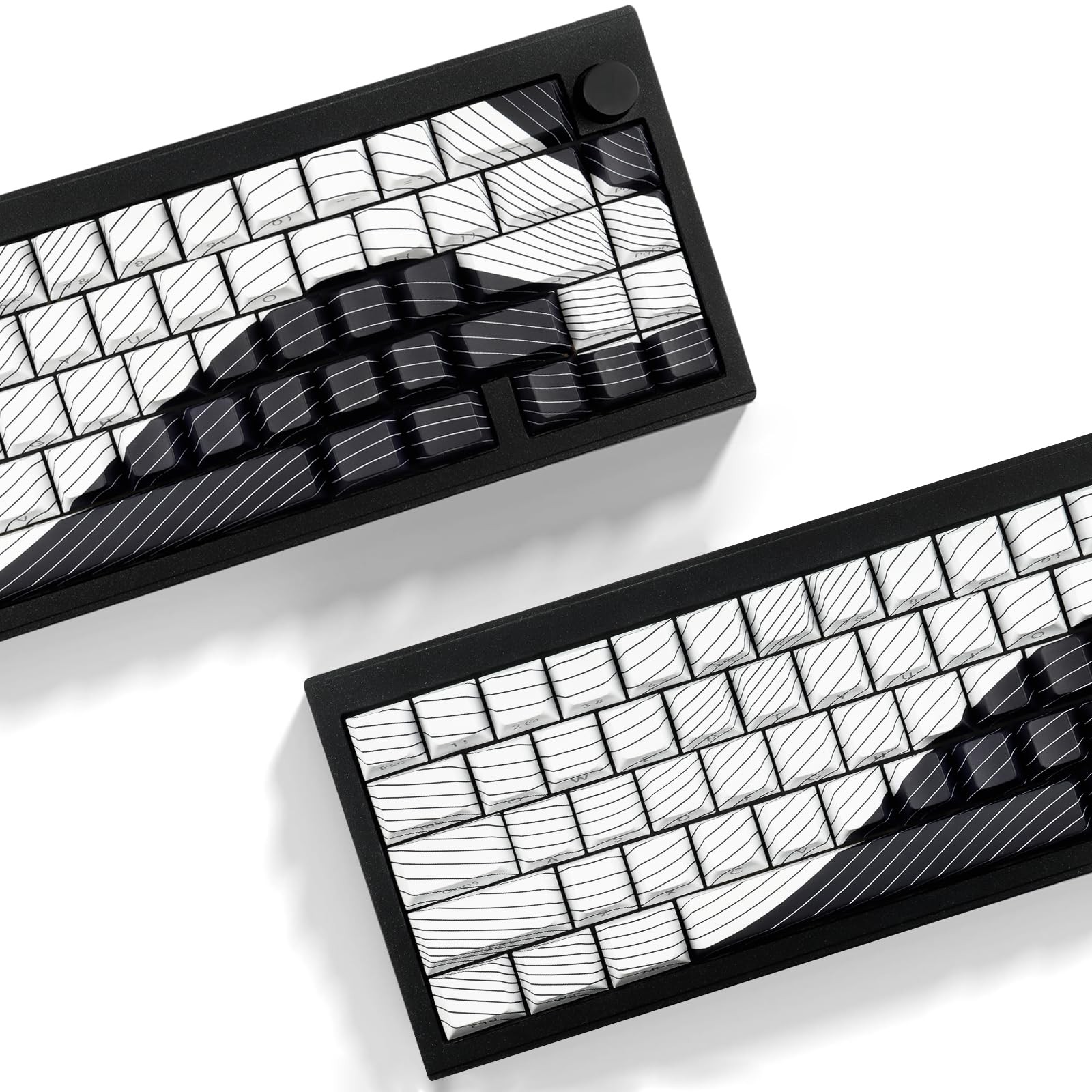 PBT Keycaps White Black Topographic 128 Keys Shine Through Side Printed 75