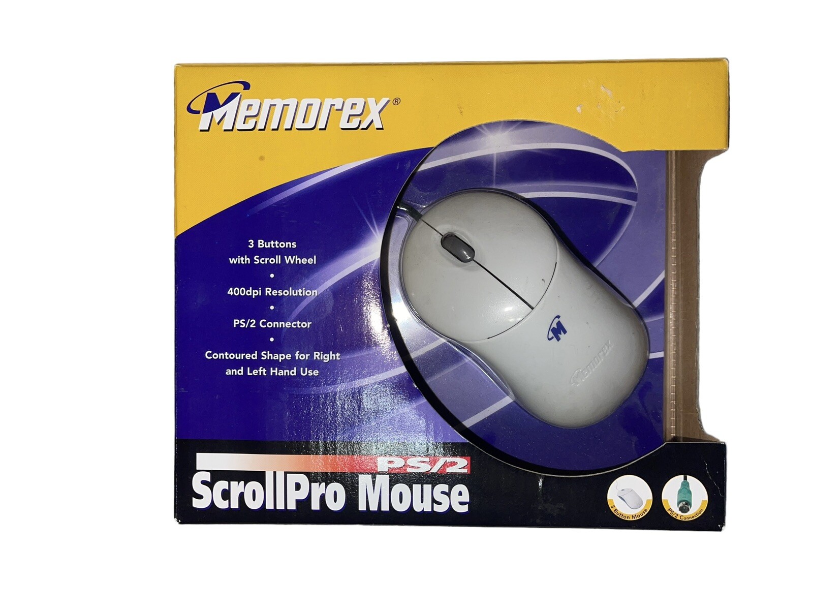 Vintage Memorex Mouse 3 Button PS2 Mechanical Mouse New