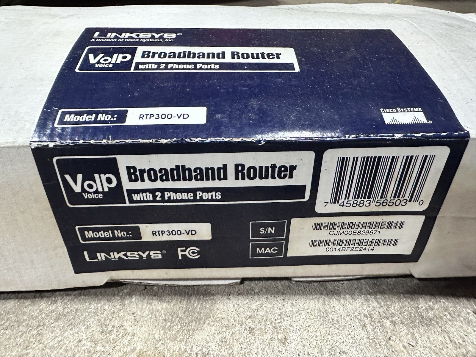 LINKSYS RTP300-VD RTP-300 Broadband Router 2 Phone Ports NEW IN BOX VOIP Cisco