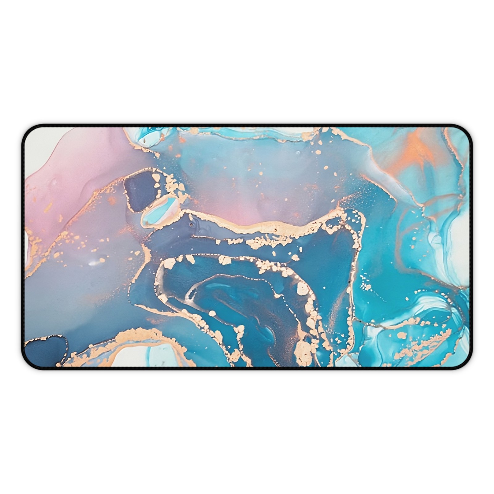 Nordic Marble Extended Gaming Mouse Pad with Stitched Edges, Large