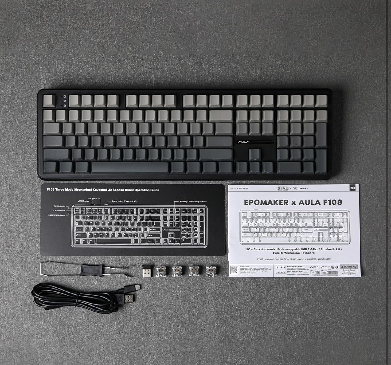 New Full Size Mechanical Wireless Gaming Keyboard with 4000mAh Battery F108