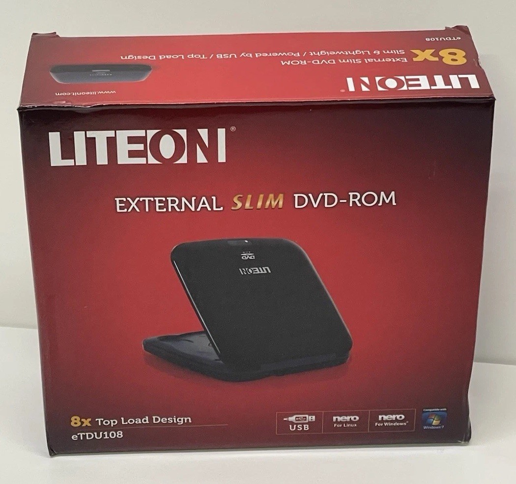 LITEON 8X External Slim DVD- Rom Drive,Plug & Play Instant CD, DVD Access, USB