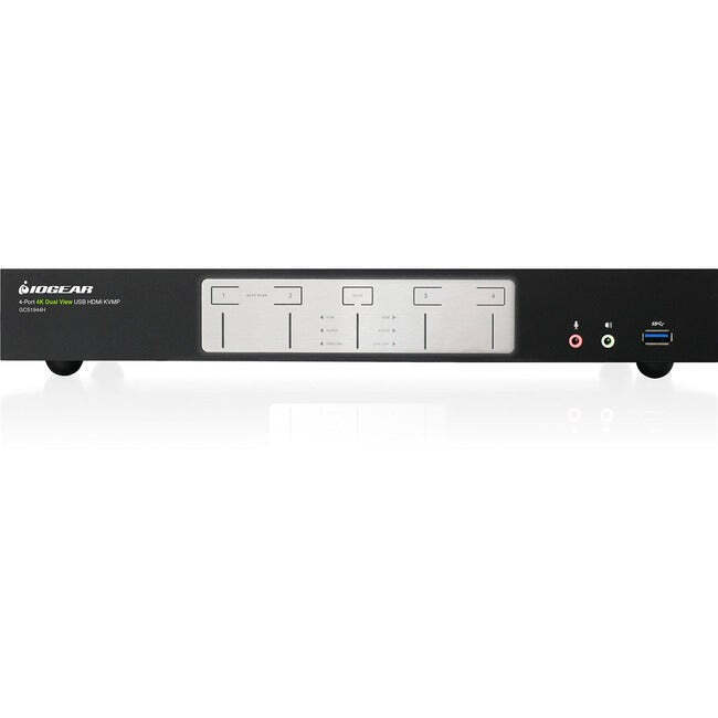 IOGEAR 4-Port 4K Dual View KVMP Switch with HDMI Connection, USB 3.0 Hub and Aud