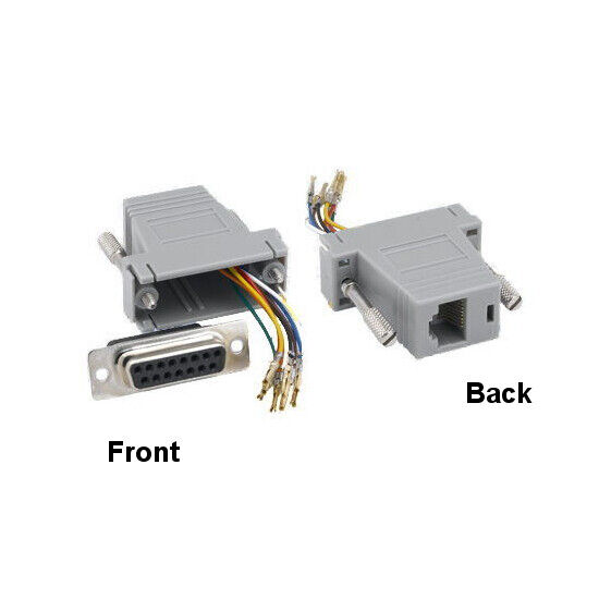 KNTK DB15 Female to RJ45 Female Adapter Modular Serial to PC Ethernet Network
