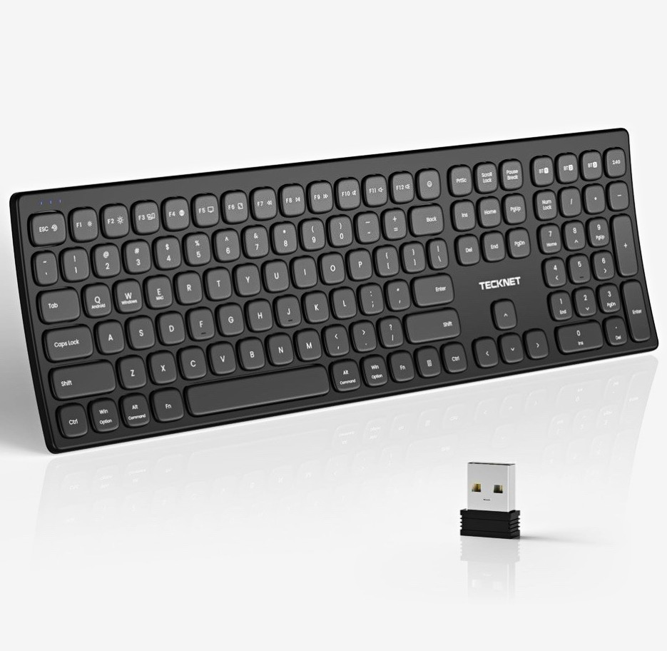 TeckNet Slim Wireless USB Keyboard, Black English QWERTY