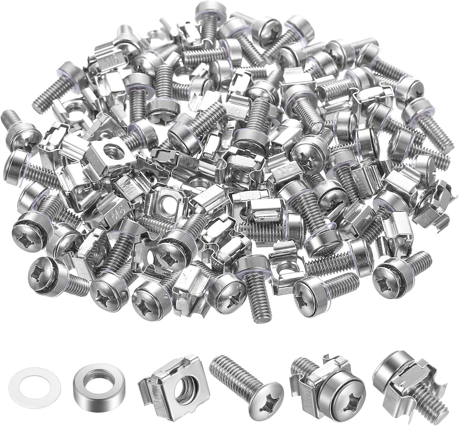 110 Pcs Rack Mount Screws & Cage Nuts for Server Cabinet - 55 Sets