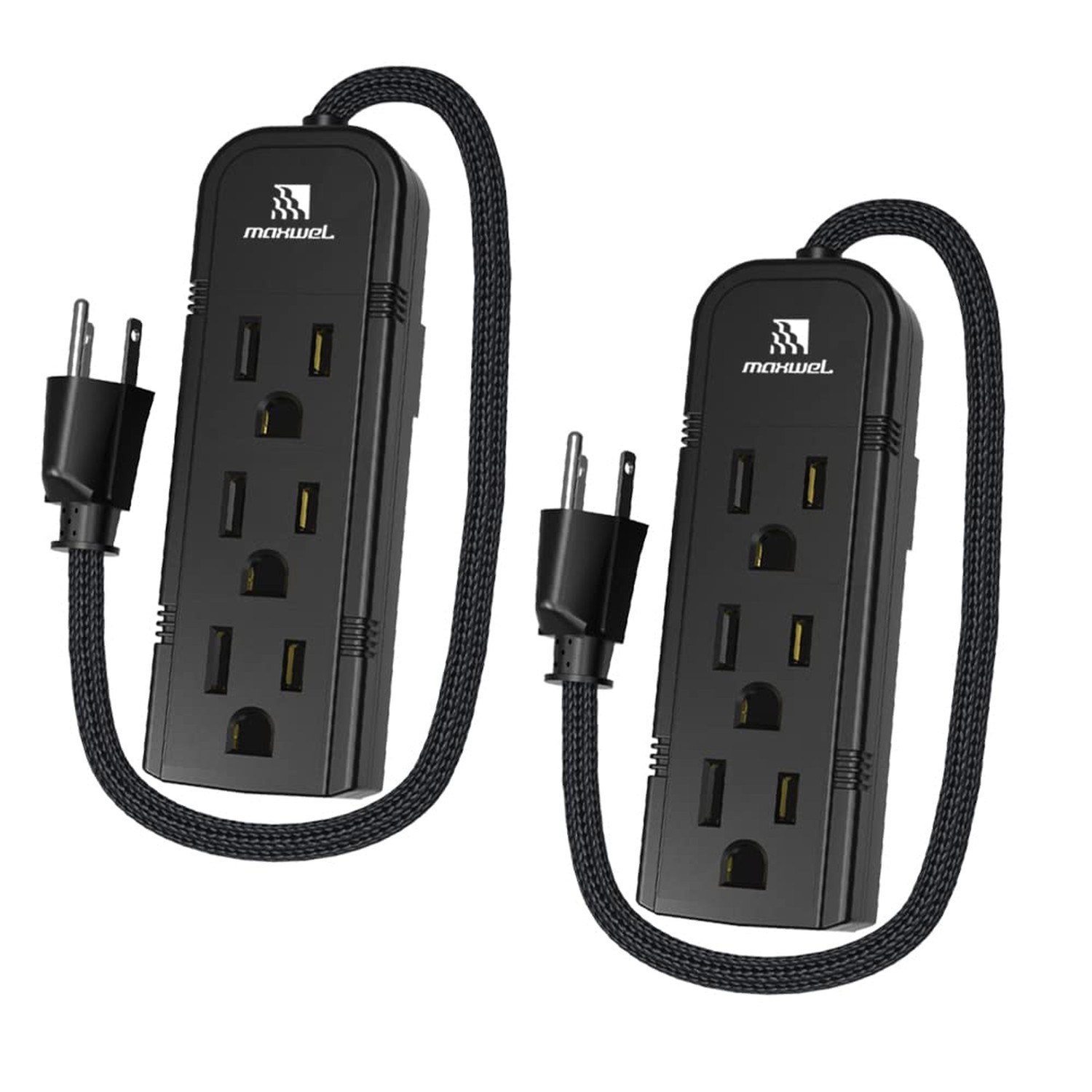 2Pack Small Power Strip Black Outlet - 1FT Heavy Duty Power Extension Cord, M...